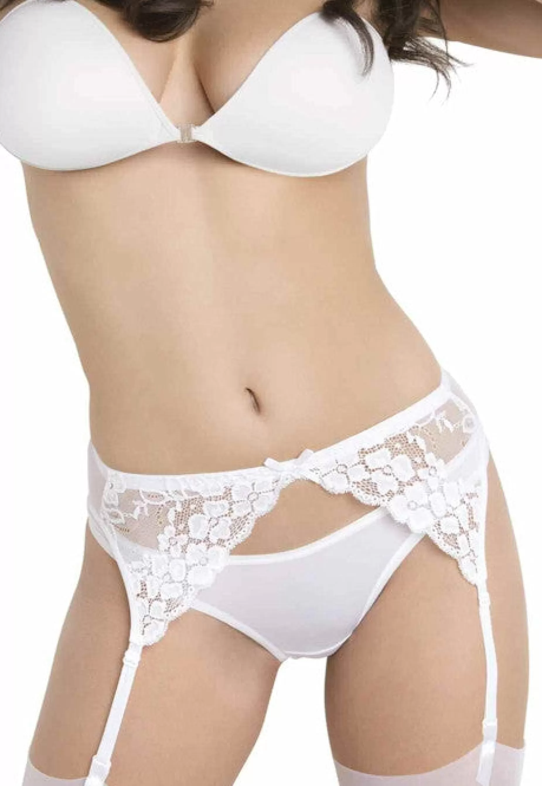 Suspender Belts | Julimex 4 Straps Daisy Floral Lace Suspender Belt By