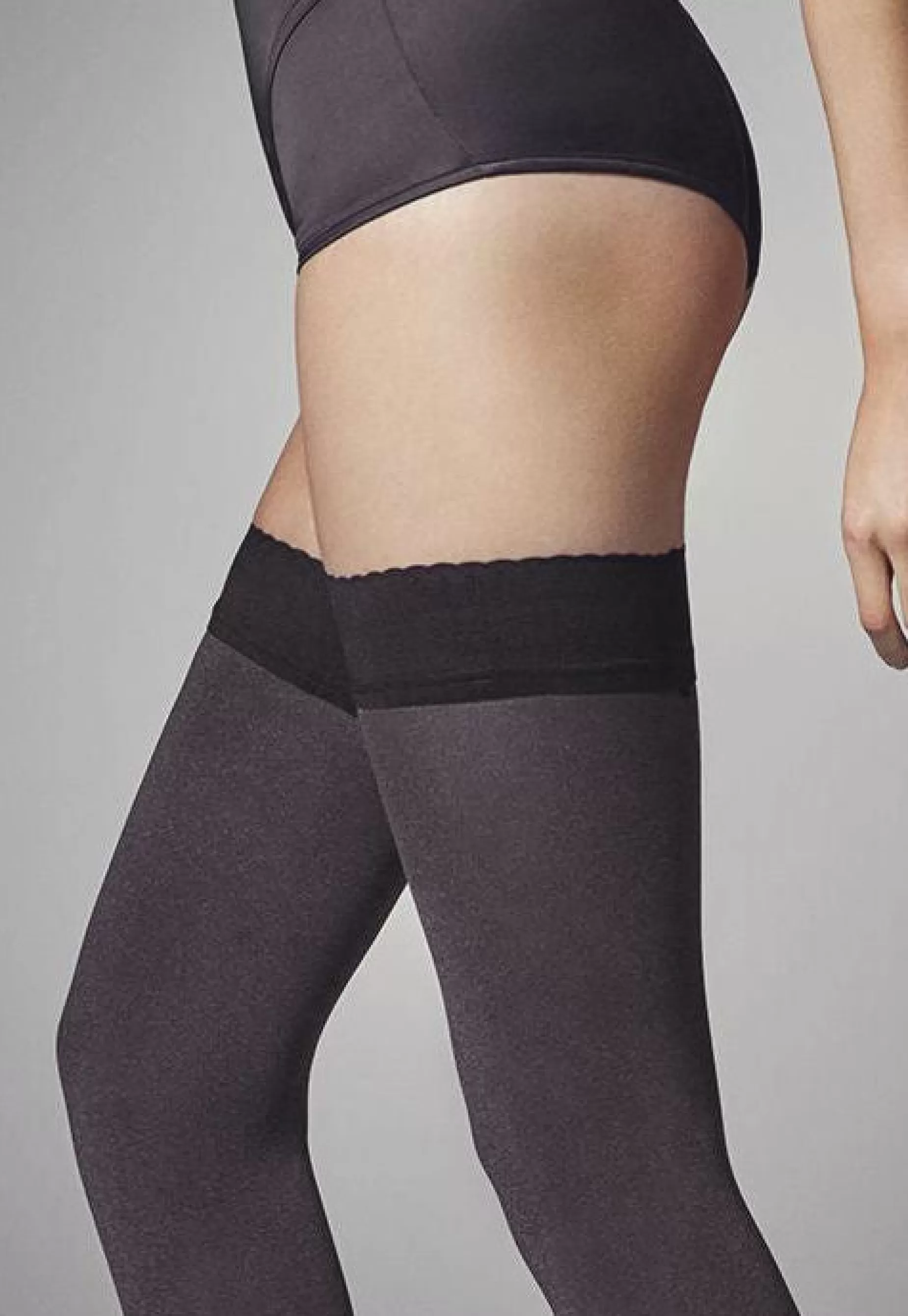 Opaque Hold-Ups | Veneziana Ar Vera 60 Den Marl Grey Opaque Hold-Ups By Melange: Dark Grey Marl