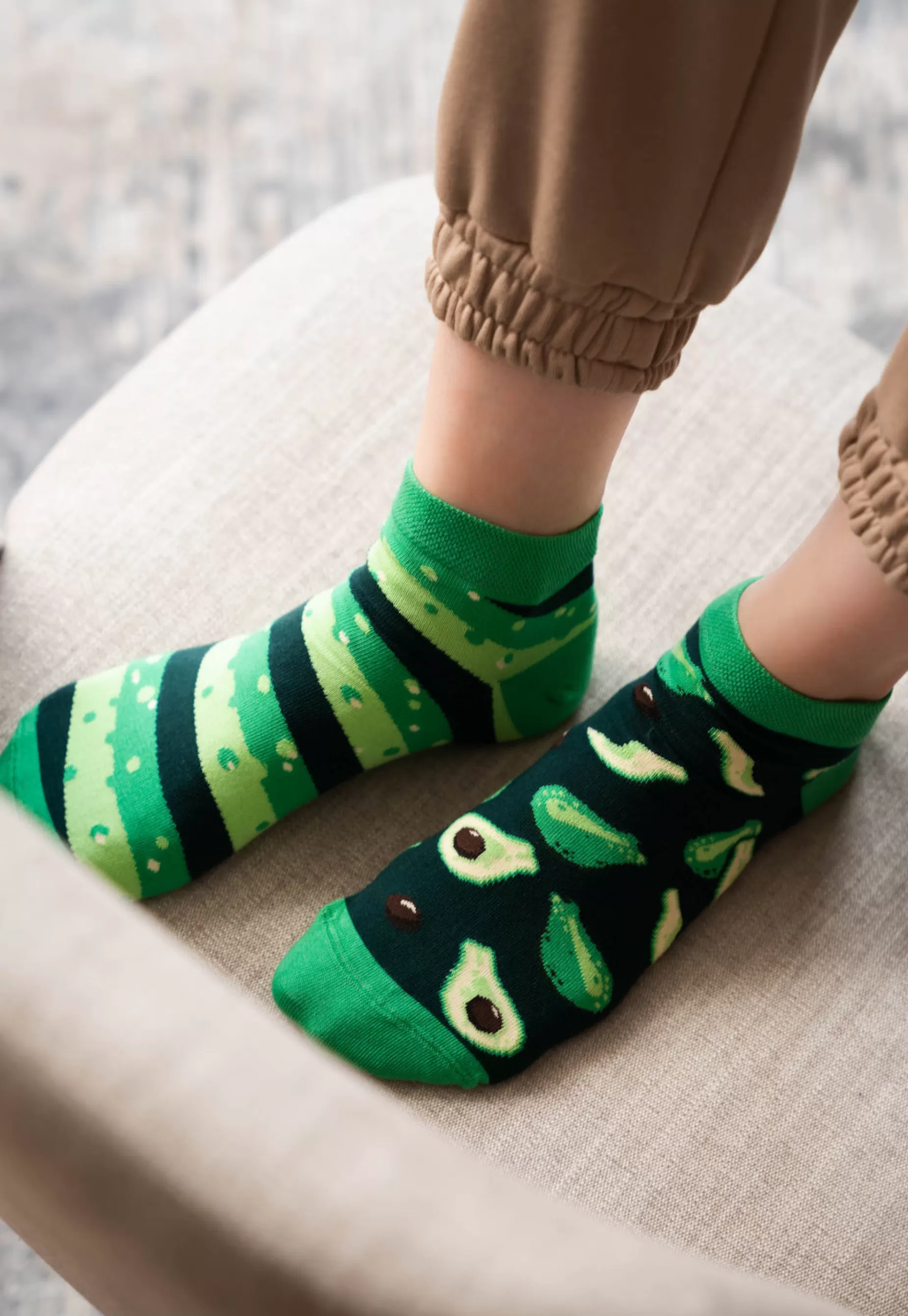 Cotton Socks | More Avocado Odd Patterned Low Cut Socks In By Dark Green