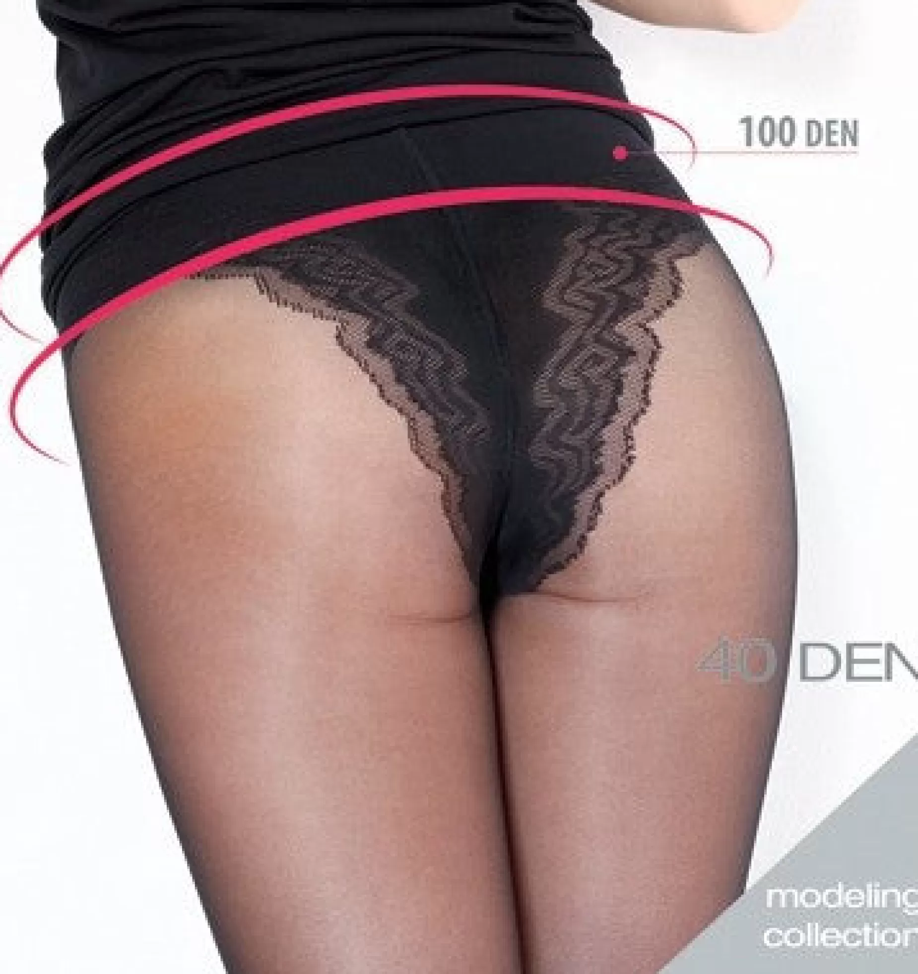 Support Tights | Giulia Body Modelling 40 Den Lace Brief Sheer Tights By