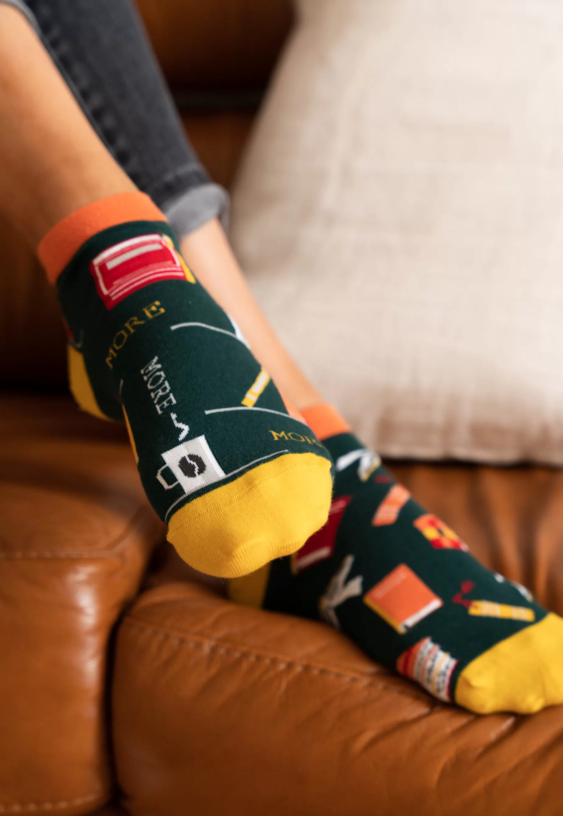 Cotton Socks | More Books Odd Patterned Low Cut Socks In By Dark Green