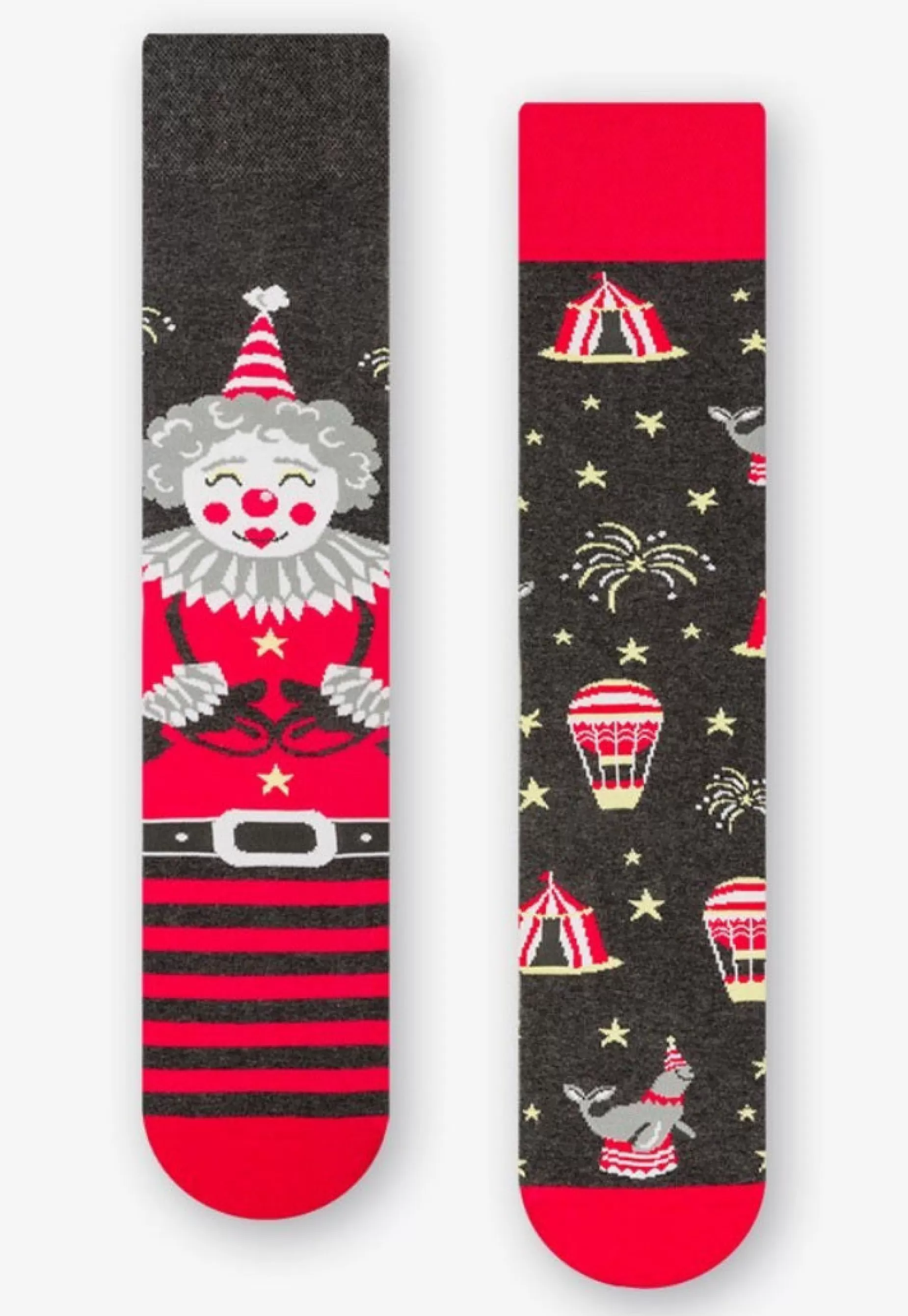 Men's Socks | More Circus Clown Odd Patterned Socks In Dark By Grey