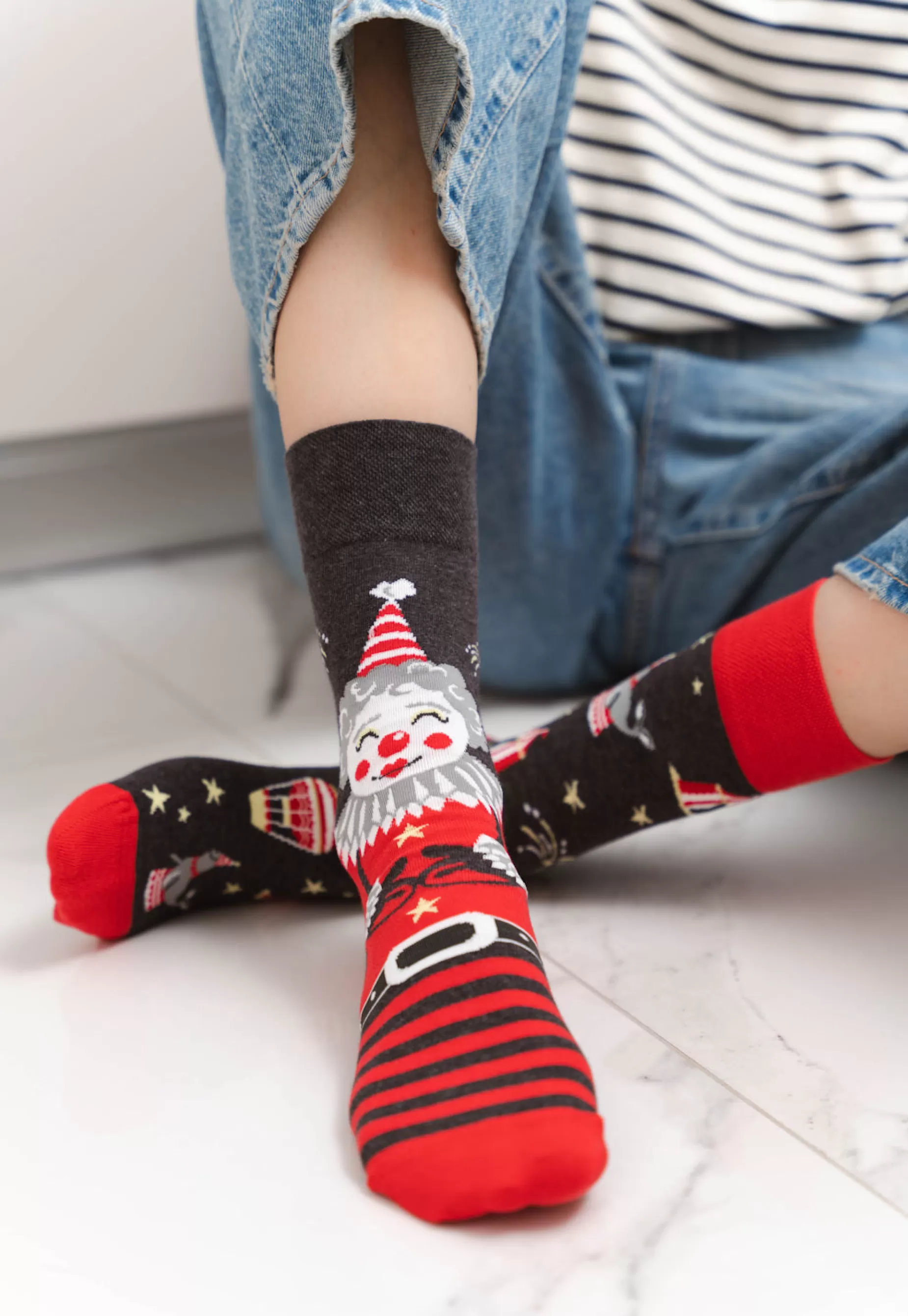 Men's Socks | More Circus Clown Odd Patterned Socks In Dark By Grey