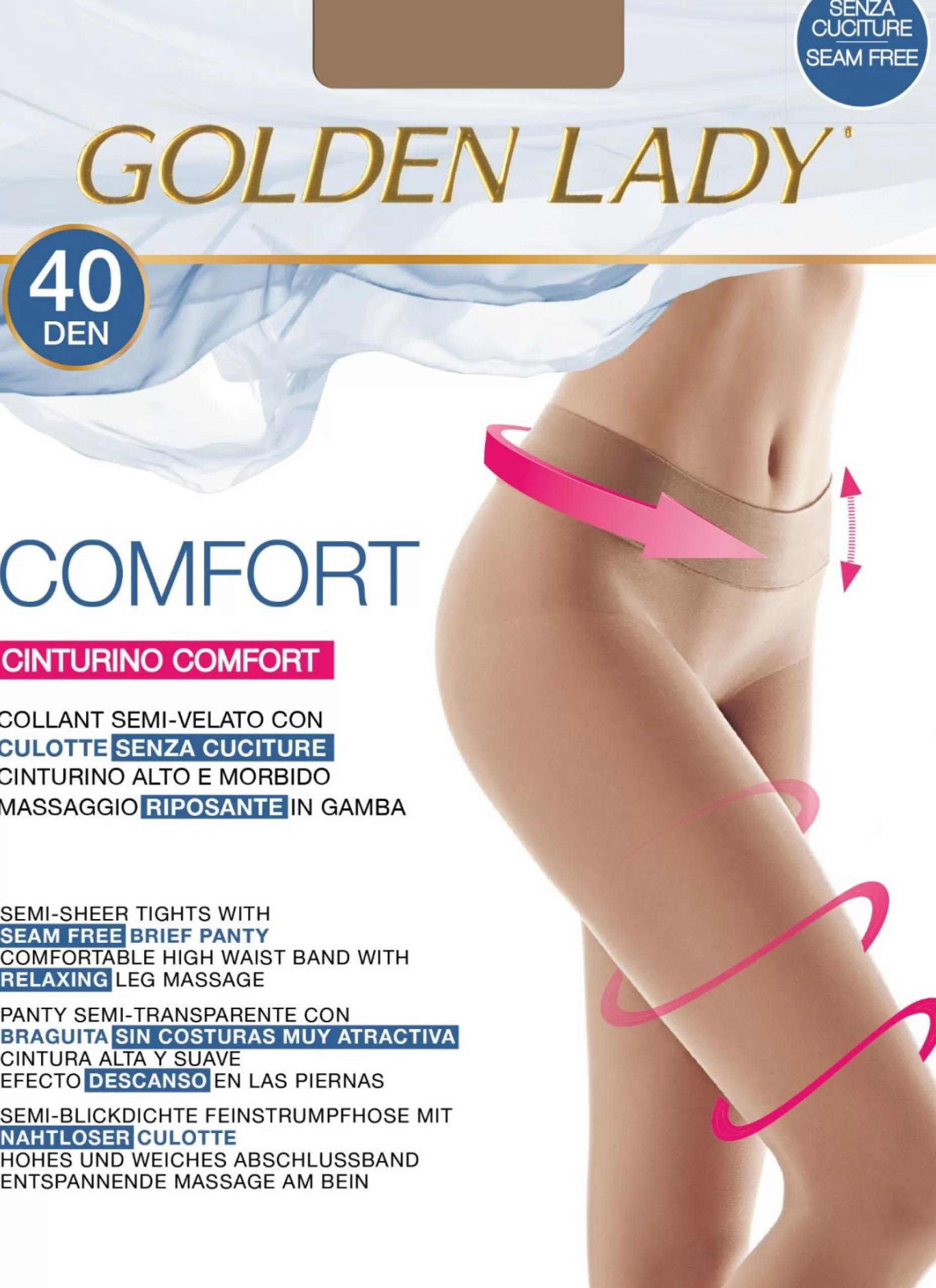 Seamless Tights | Golden Lady Comfort 40 Den Seamless Sheer Tights By
