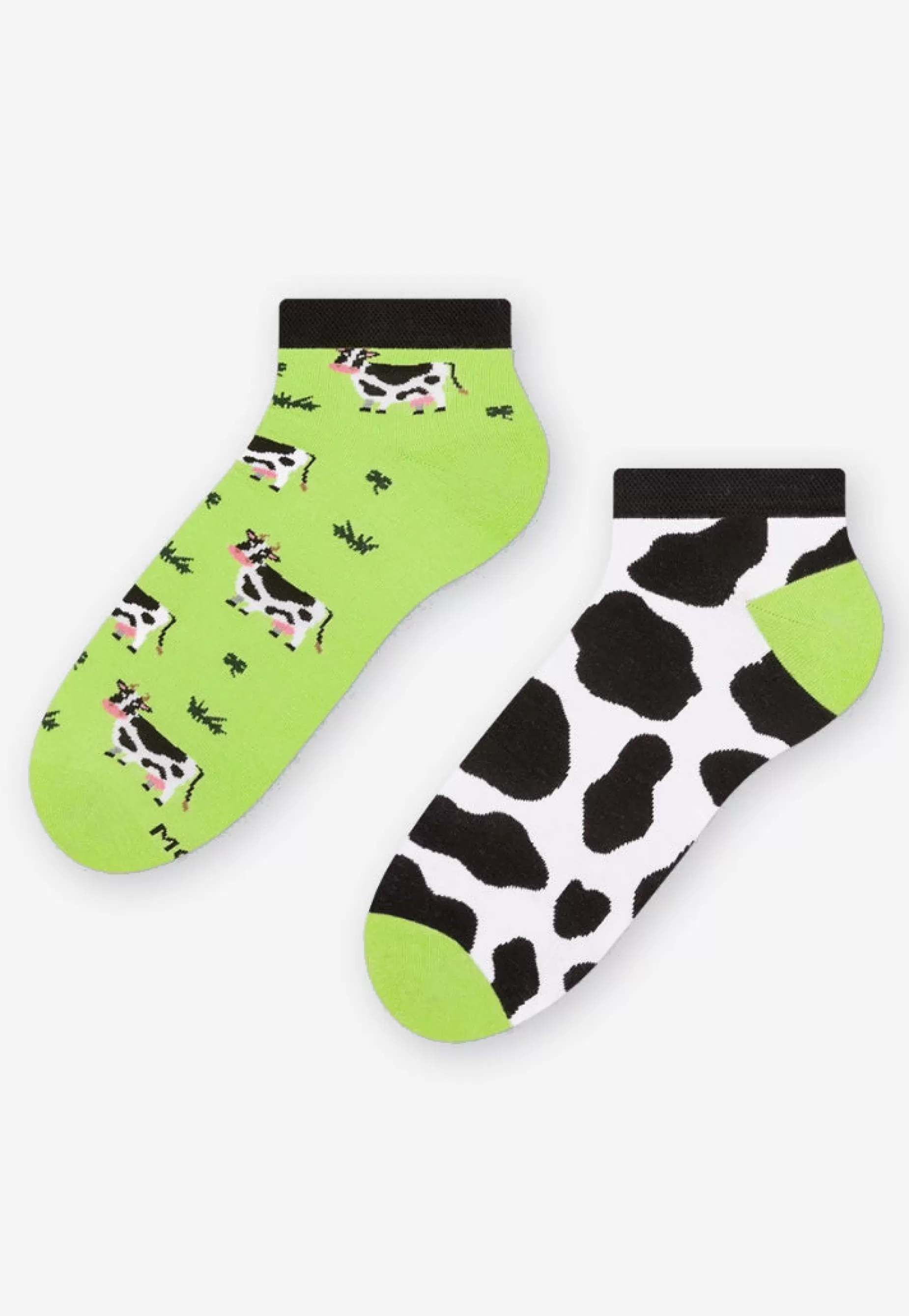 Men's Socks | More Cows Odd Patterned Low Cut Socks In By Lime Green