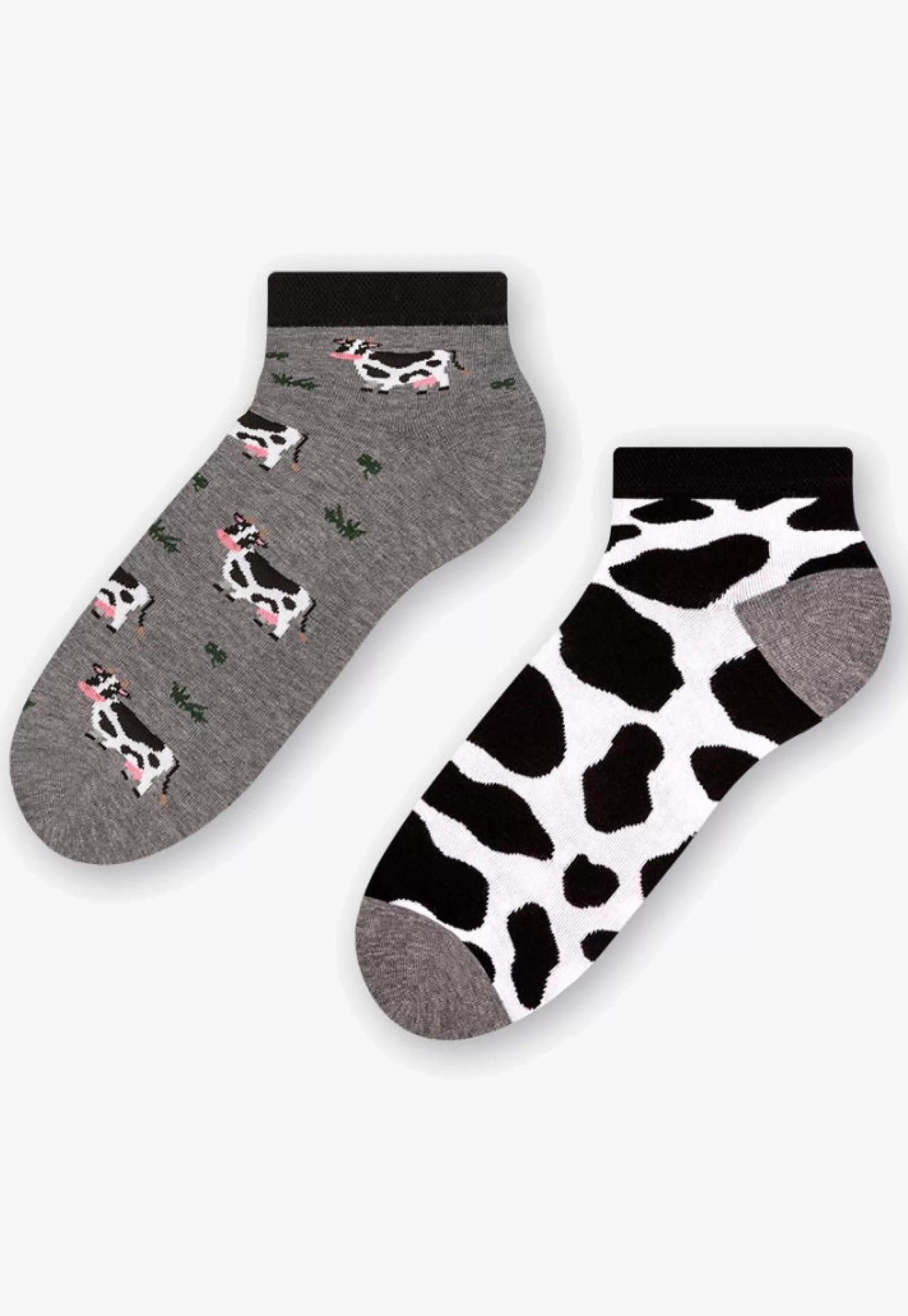 Men's Socks | More Cows Odd Patterned Low Cut Socks In Marl By Grey