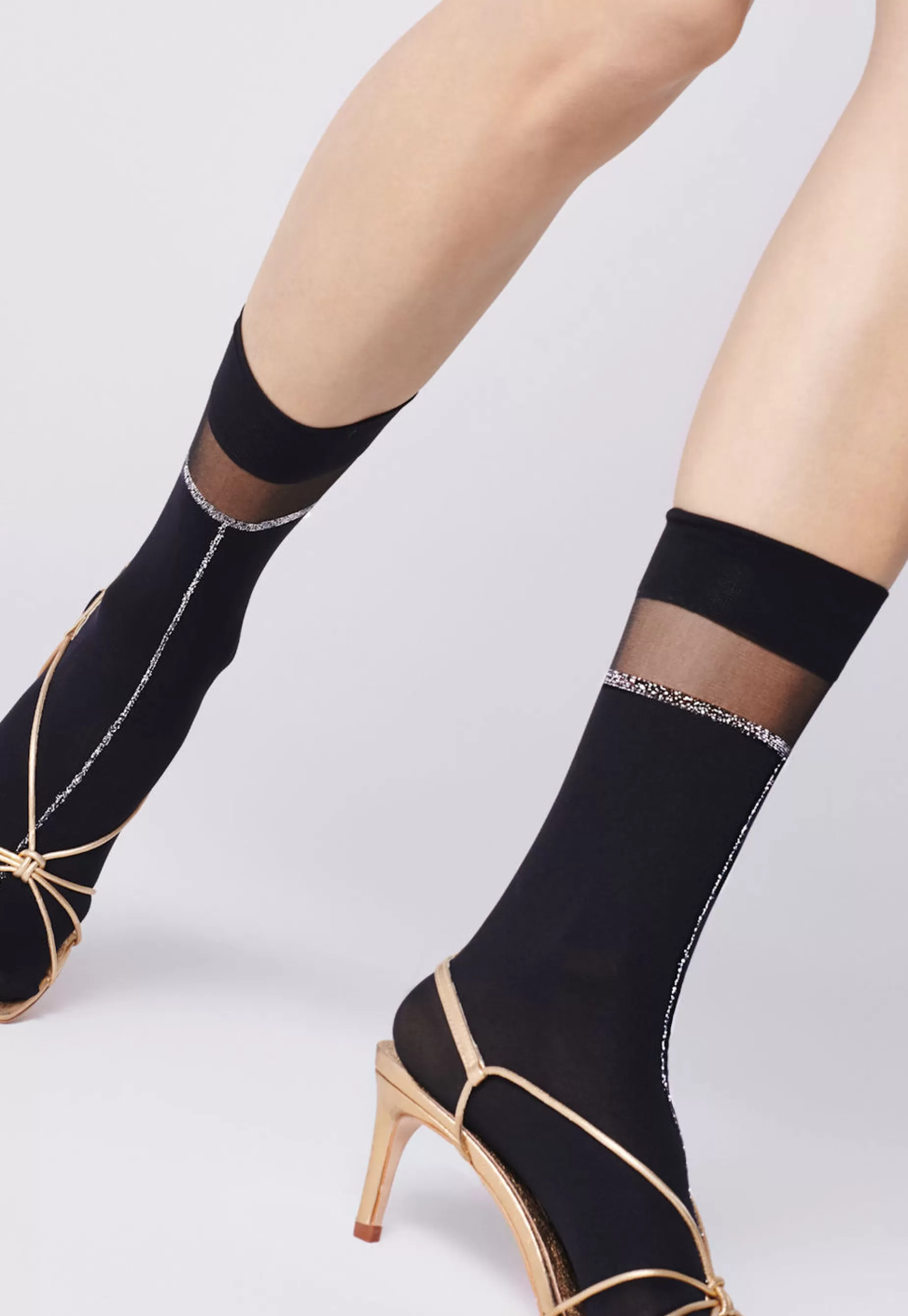 Ankle Socks | Fiore Elena Silver Lurex Seamed Opaque Ankle Socks By Cherry Red: Red Wine