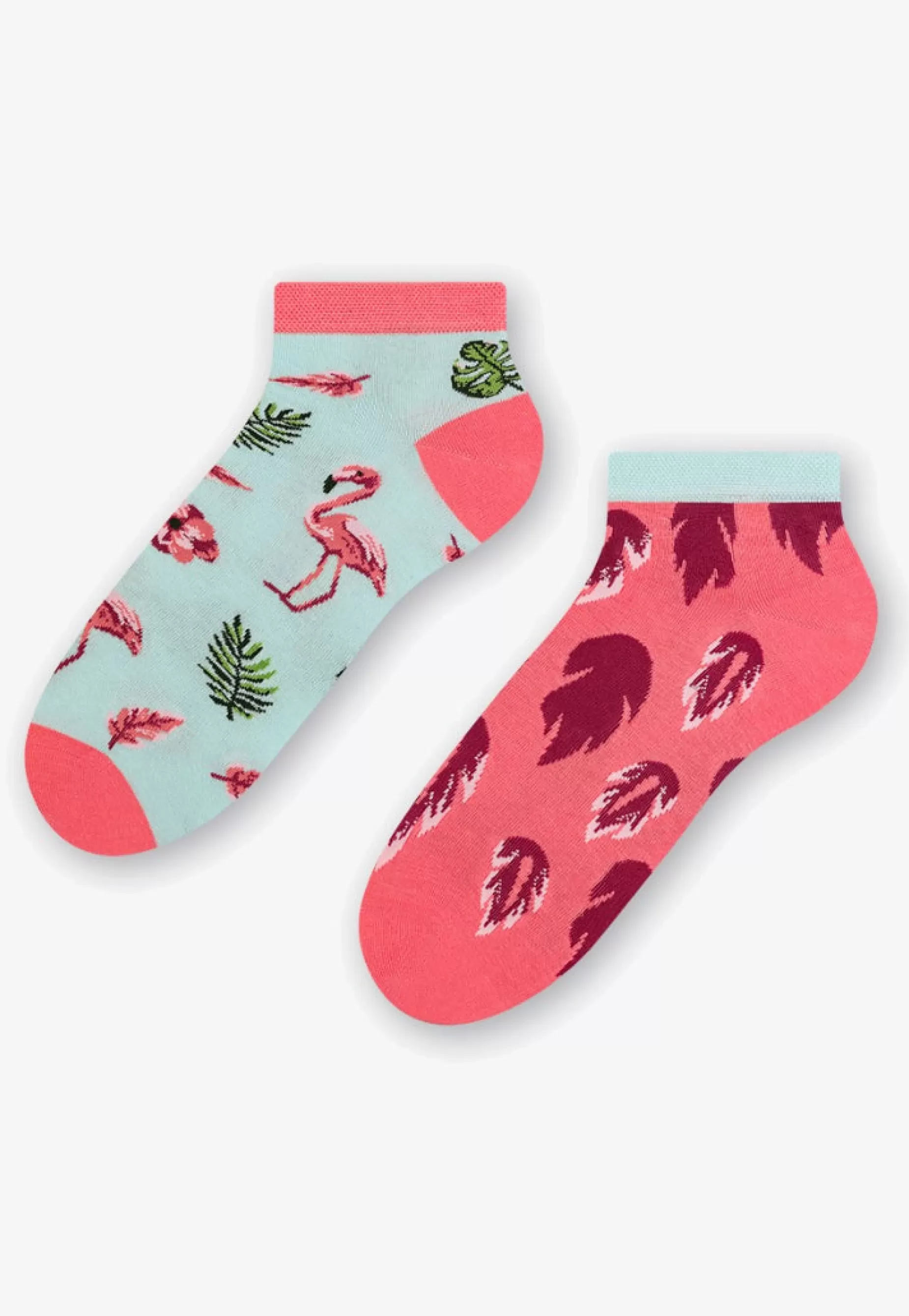 Men's Socks | More Flamingo Feathers Odd Patterned Low Cut Socks In By Mint