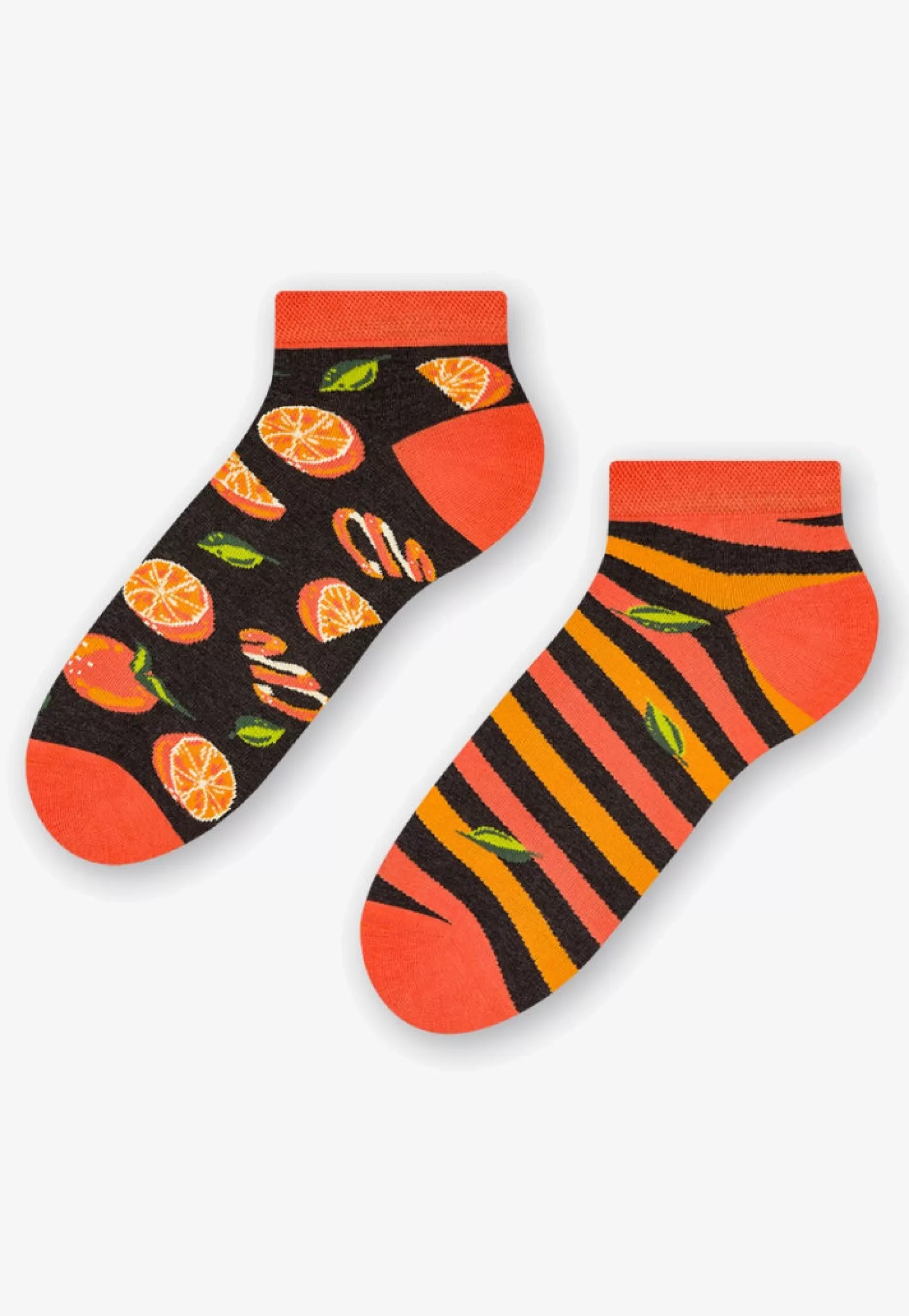 Cotton Socks | More Juicy Oranges Odd Patterned Low Cut Socks In By Black