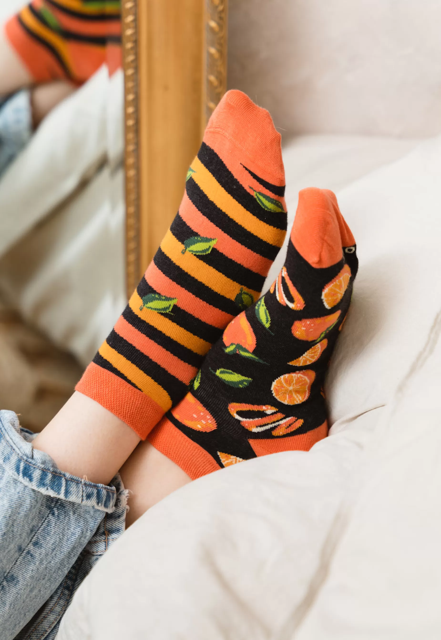 Cotton Socks | More Juicy Oranges Odd Patterned Low Cut Socks In By Black