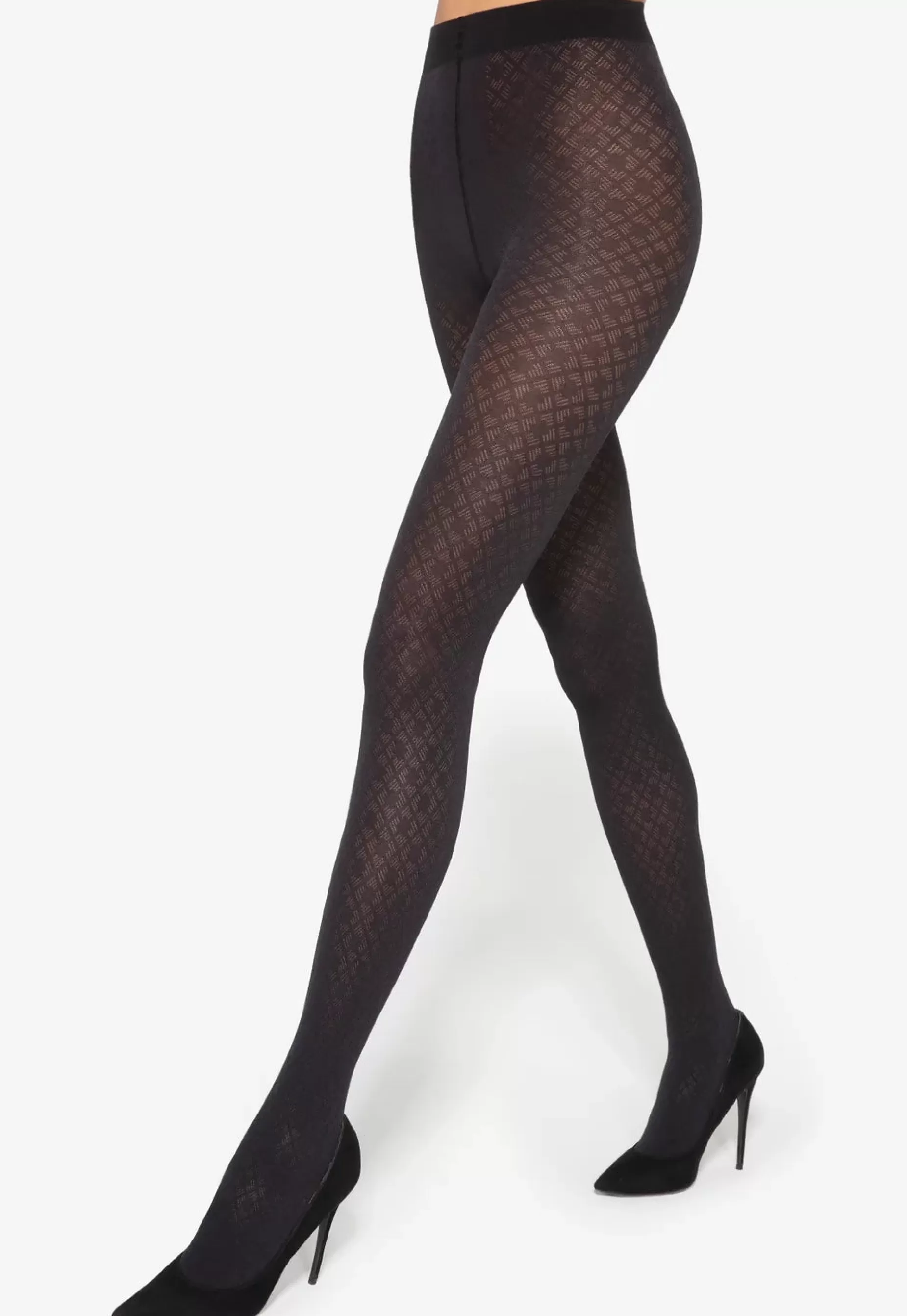 Stripe & Check Tights | Gatta Loretta 135 Parquet Diamond Patterned Opaque Tights By Nero: Black