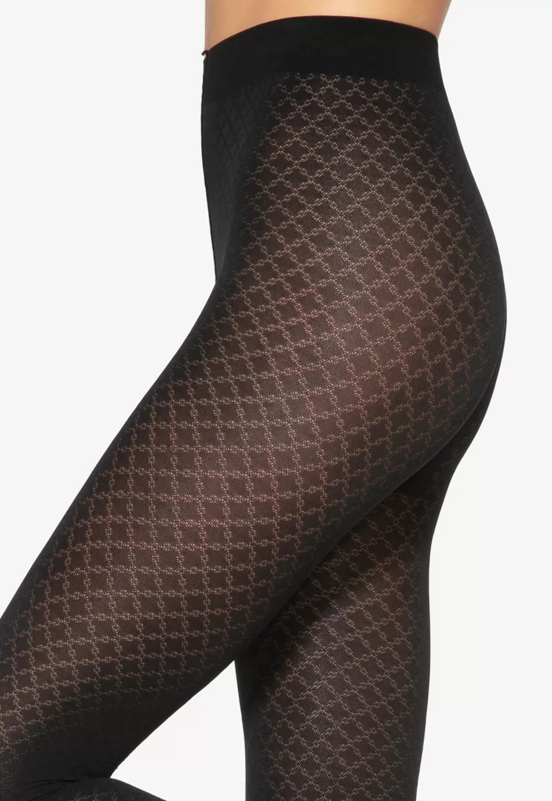 Stripe & Check Tights | Gatta Loretta 139 Chained Diamonds Patterned Opaque Tights By Nero: Black