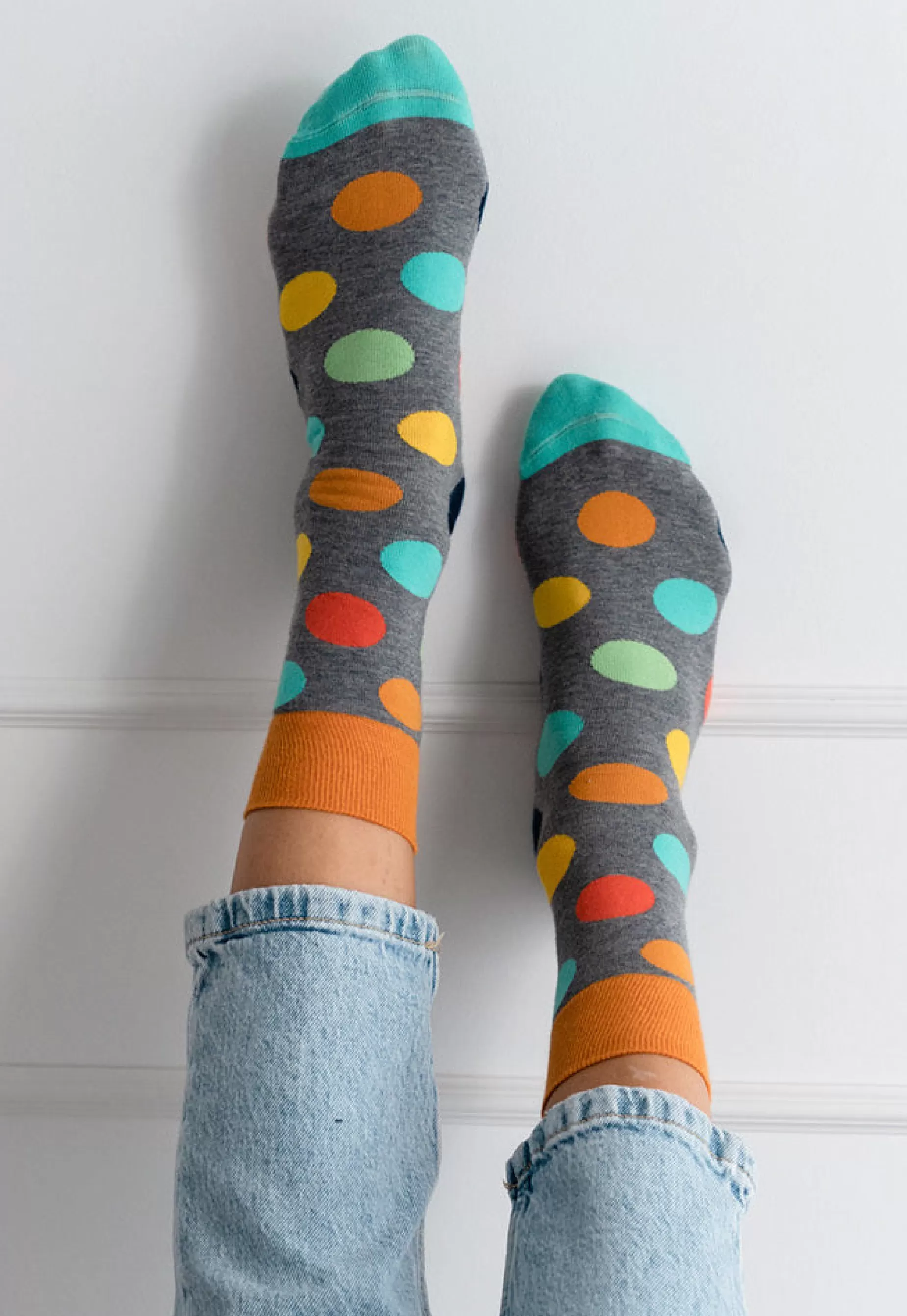 Men's Socks | More Mega Polka Dot Patterned Socks In Marl By Grey