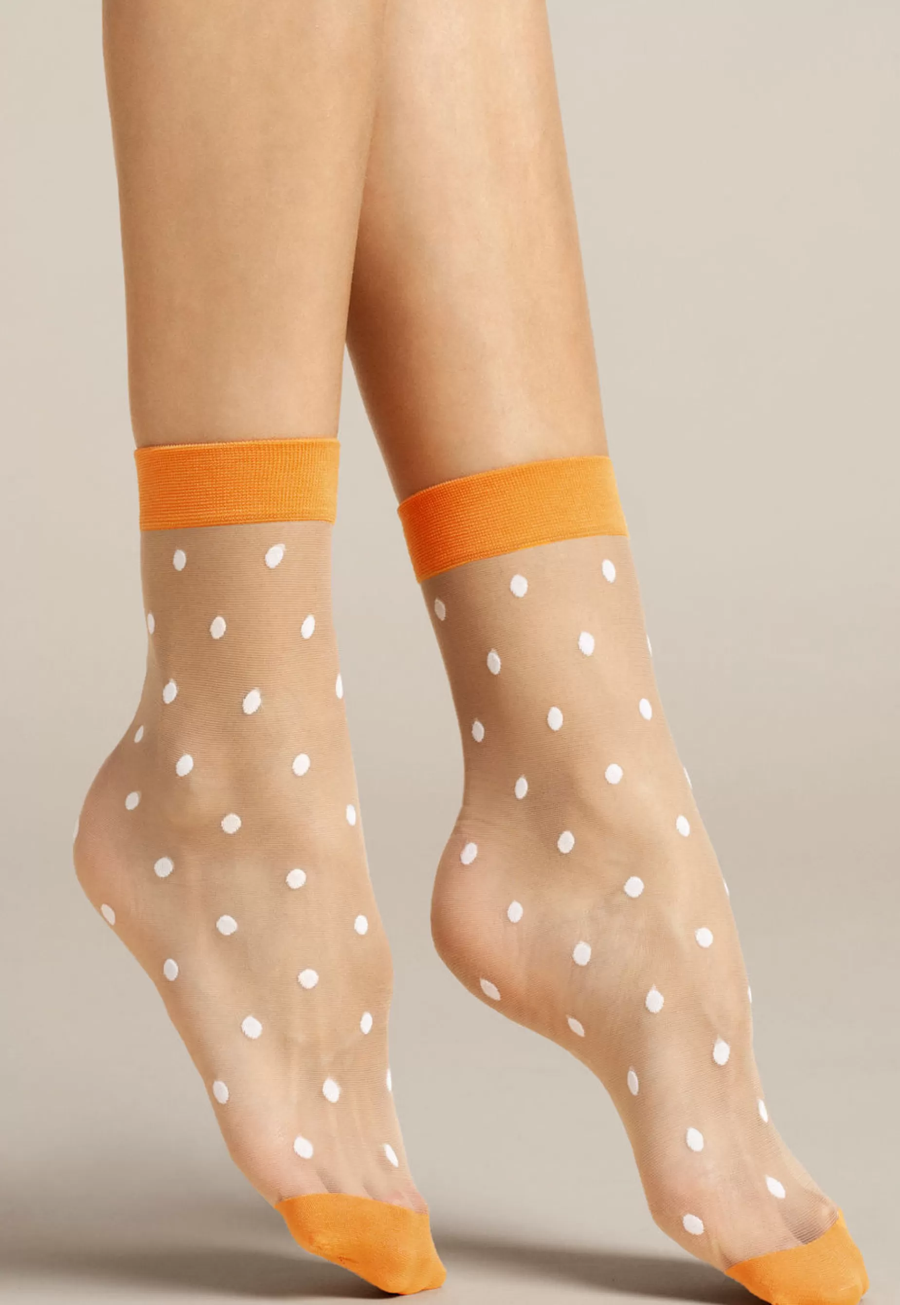 Ankle Socks | Fiore Papavero Polka Dot Patterned Sheer Ankle Socks By Orange