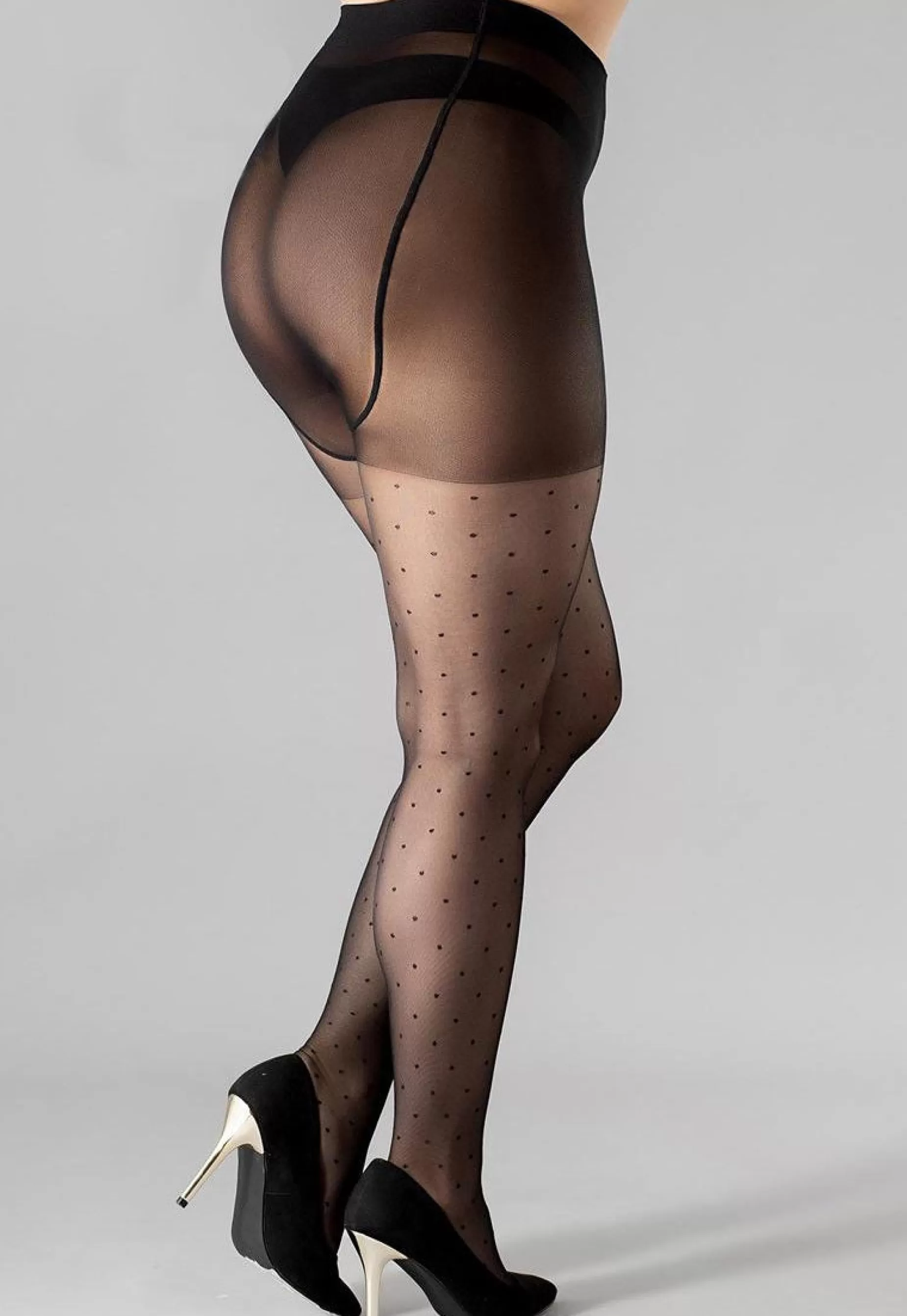 Polka Dot Tights | Giulia Positive Amalia Plus Size Polka Dot Patterned Tights By Black