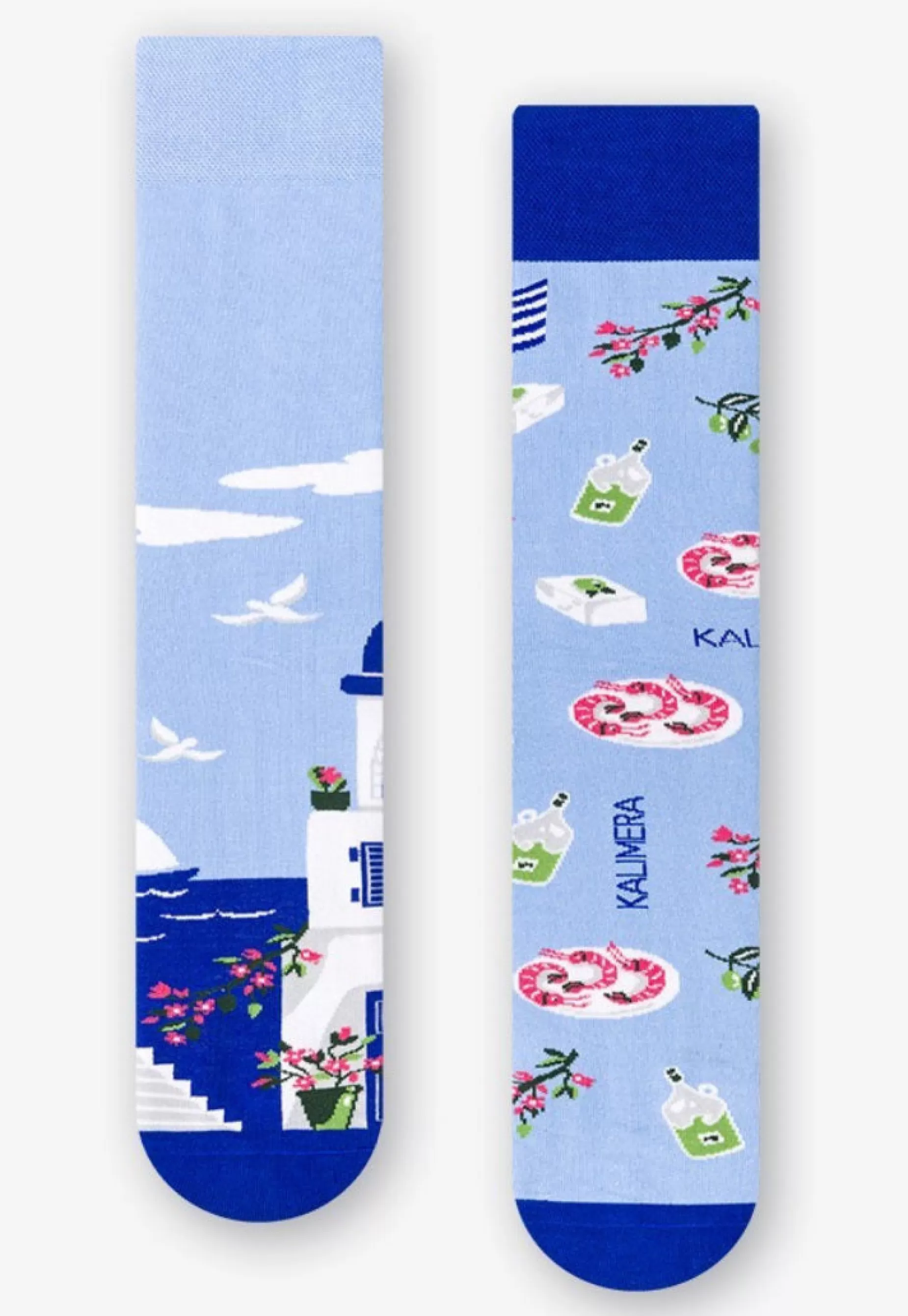 Men's Socks | More Santorini Greece Odd Patterned Socks In By Light Blue