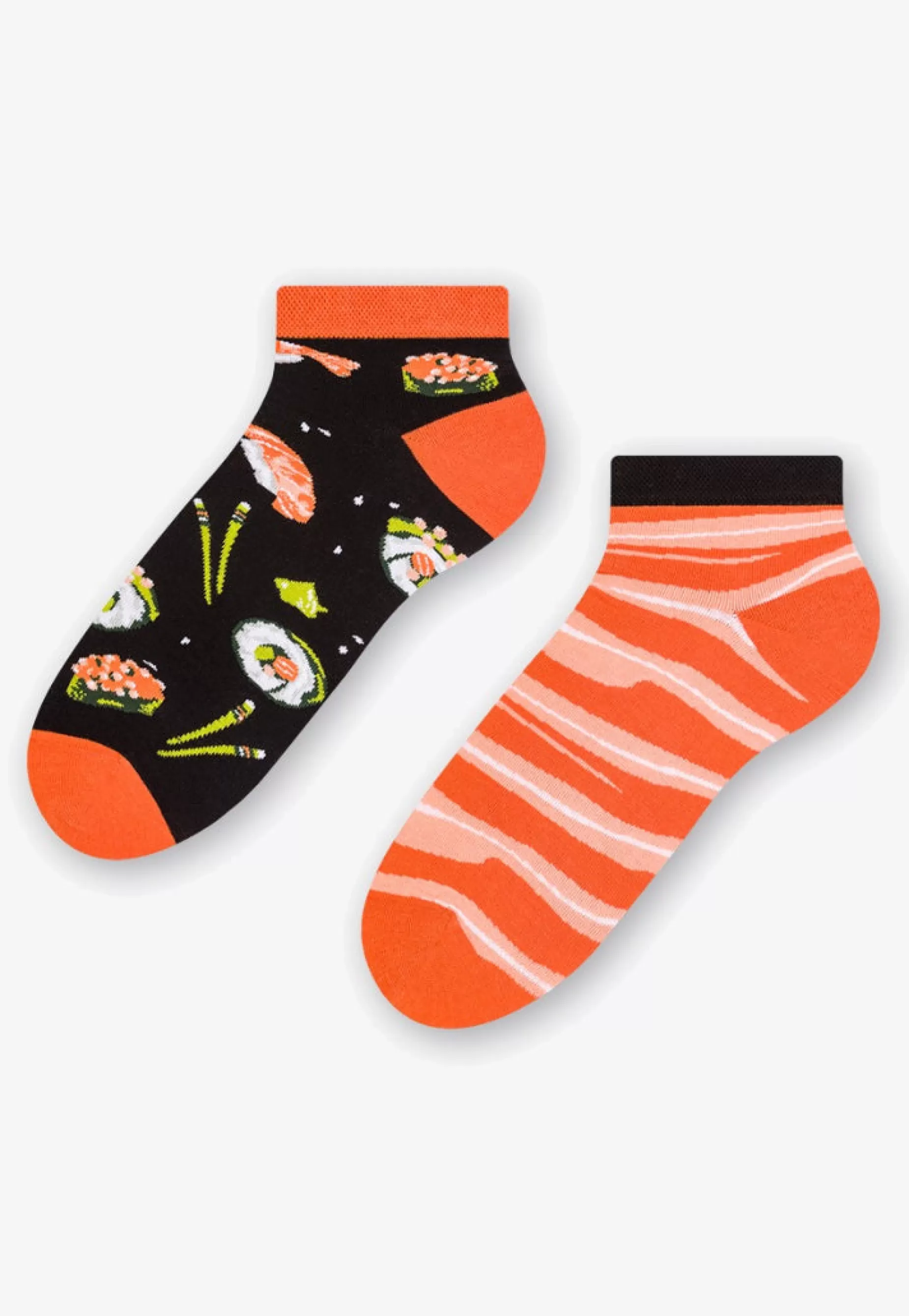 Cotton Socks | More Sushi Odd Patterned Low Cut Socks In And Orange By Black