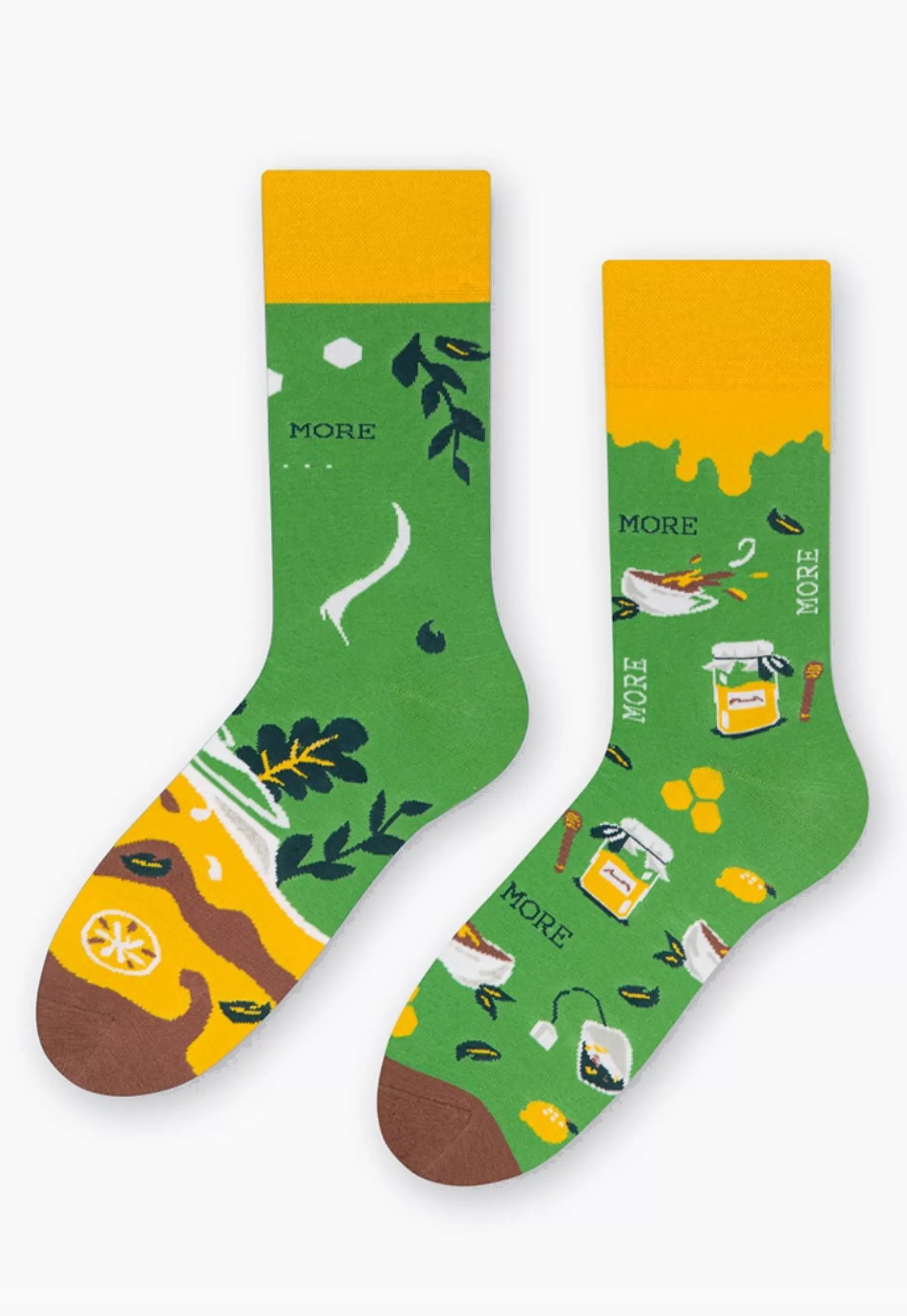 Men's Socks | More Tea Time Odd Patterned Socks In Green By Bright Green
