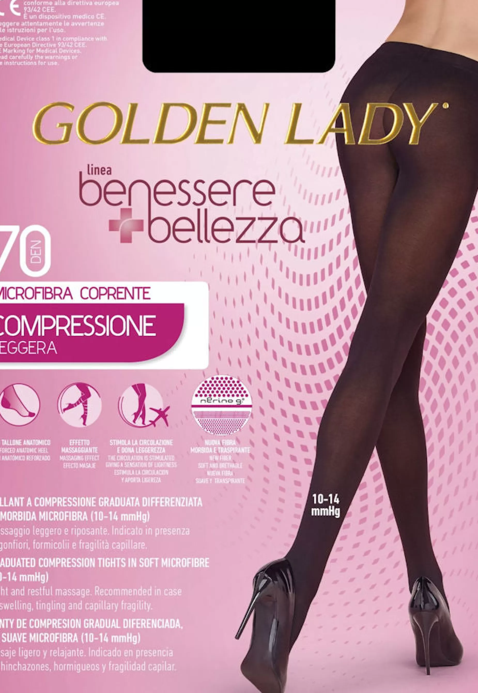 Support & Compression | Golden Lady Wellness & Beauty 70 Den 10-14Mmhg Compression Opaque Tights By Black